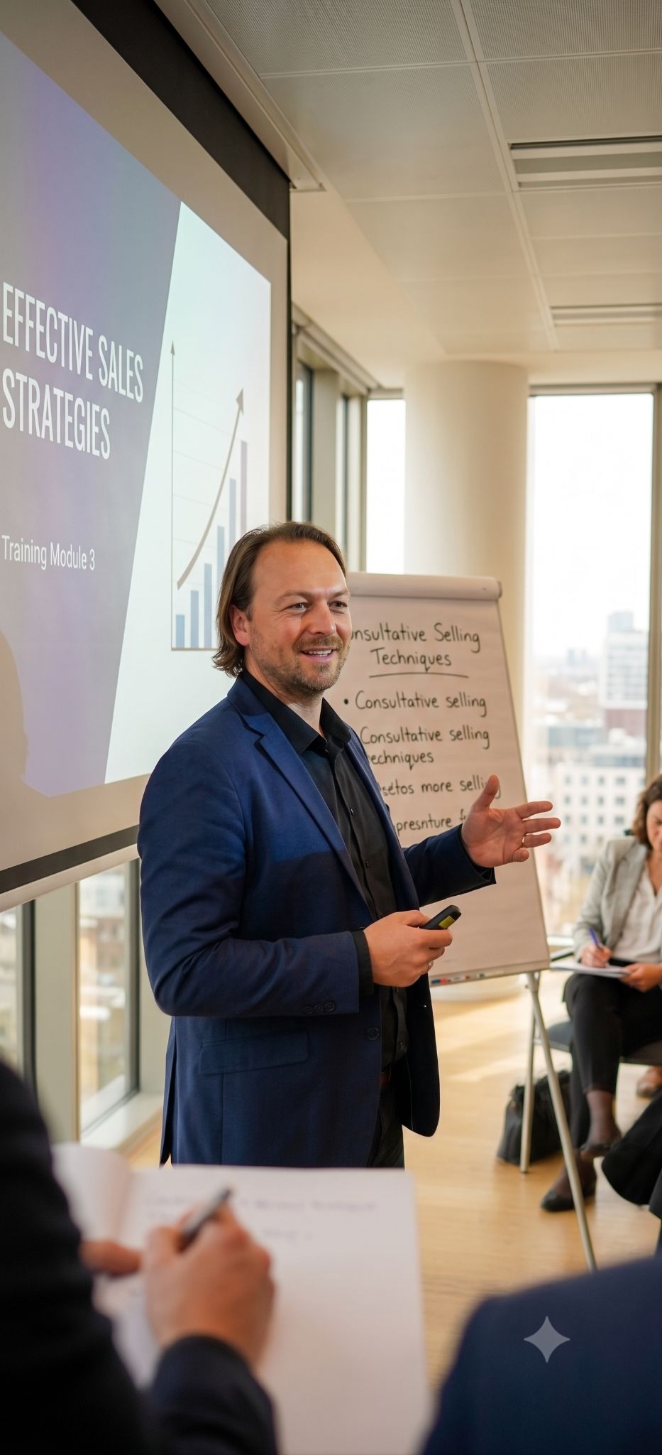 Junior salesprofessional tijdens praktijkgerichte training en coaching